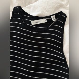 A.L.C. Racer back Tank Black with White Stripe Sleeveless Top
